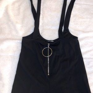 All into one pantsuit overall that zips in the middle
